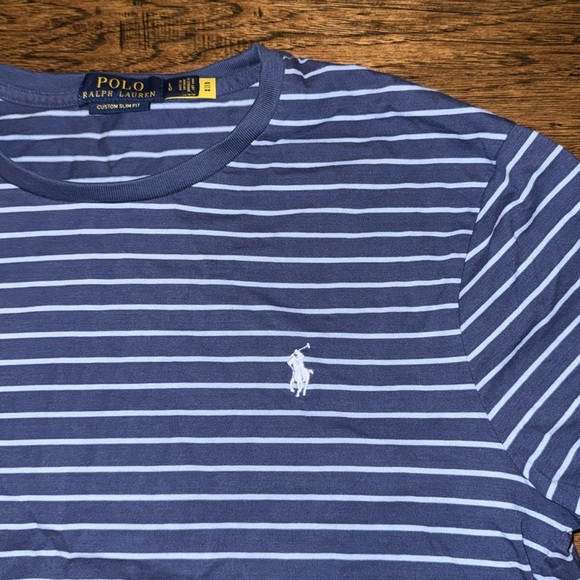 Polo Ralph Lauren T-Shirt Men Medium Short Sleeve Custom Slim Fit Striped - Picture 2 of 4